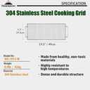 CAMPINGMOON Cooking Grid Campfire Grill Grid BBQ Replacement Grate 304 Stainless Steel Portable Handle (Silver 17.7 x 7.7)