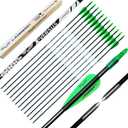 Lanneret Archery Practice Target Arrows for Kids Youth or Beginners, 26/28inch Fiberglass Arrows for Compound & Recurve Bow(Pack of 12)