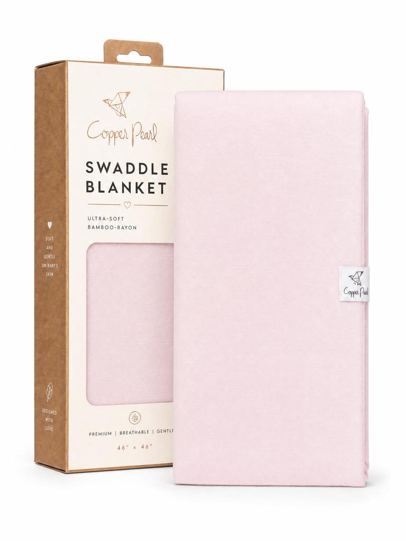 Copper Pearl Swaddle Blankets for Newborns | Soft Stretchy Receiving Blankets for Boys and Girls | Large 46 x 46 Inch Baby Blankets | Lightweight and Breathable Swaddles | Blossom