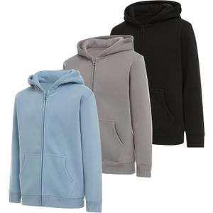 PURE CHAMP Boys Hoodies 3 Pack Fleece Pullover & Zip-Up Sweatshirts for Boys Kids Youth Plain Basic Everyday Wear Size 10-12