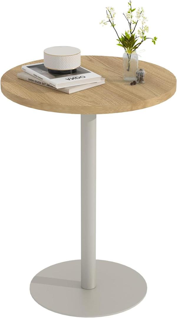 Round Side Table, C Shaped End Table for Small Spaces, Snack Sofa Table for Couch, Modern Accent Night Stand with Metal Leg for Living Room, Bedroom, Corners and Office(Rustic Oak), 15.75" x 11.81" x 24.61"