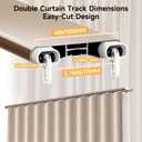 Double Curtain Track Ceiling Mount, Silent Aluminum Track Curtain Rail, Heavy-Duty Double Row Ceiling Curtain Tracks Rod Sliding Rails for Curtains, Ceiling Track for Living Room Bedroom(3ft)