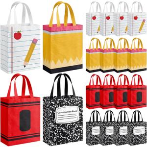 Wesnoy 24 Pcs Teacher Appreciation Gift Tote Bags Bulk Thank You Teachers Treat Goodie Bags with Handles Reusable Non Woven Gifts Wrap for School Office Retirement Graduation Party Supplies