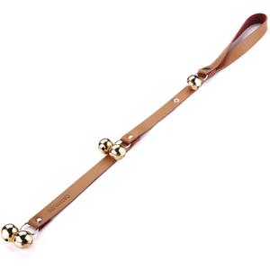 Leather Dog Doorbells for Door Knob/Potty Training/Go Outside, Length Adjustment Copper Dog Bell, Housetraining Hanging Bell, Brown Leather Golden Bells
