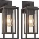14" Outdoor Wall Light Fixtures Waterproofed Exterior Lantern W/Sturdy Rectangular Double Cage In Old Rust&Clear Tempered Glass,Sconce Mounted For House Patio,Front door,Porch,Yard, Lighting 2Pack