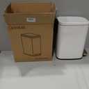 KSSKSS Small Bathroom Trash Can with Lid Soft Close, Step Pedal, 6L / 1.6 Gal Stainless Steel Garbage Bin with Removable Inner Bucket, Slim Wastebasket for Narrow Spaces (White)