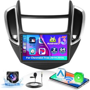 Car Stereo for Chevrolet Chevy Trax 2014-2016 with Apple Wireless Carplay Android Auto, 2+64G Android 13 9 inch Touch Screen Radio with GPS WiFi Bluetooth SWC FM RDS Radio EQ+AHD Backup Camera