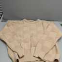 BAKANO Womens Casual Sweaters Long Sleeve Crew Neck Crochet Pullover Sweater Top (Large, Apricot)