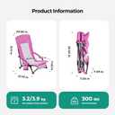 SUNNYFEEL Folding Beach Chair, High Back Beach Chairs for Adults, Lightweight Portable Camp Chair 300lbs Heavy Duty with Carry Bag, Cup Holder for Outdoor Travel Picnic Concert, 2 Pack, Pink, Large