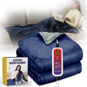 Electric Blanket Throw Soft Heated Throw, 40x70 inch Small Heated Lap Blanket with Auto Shut-Off for Office and Couch, 6 Heating Levels, Washable
