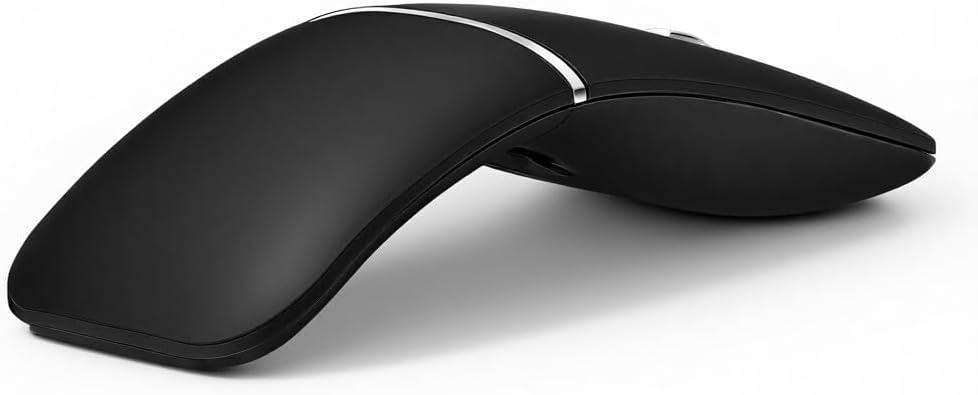 Wireless Mouse Bendable Rotating Design, Dual Mode (BT+ 2.4GHz) arc Rechargeable Travel Wireless Mouse for Microsoft Laptop PC Tablet Graphite Black