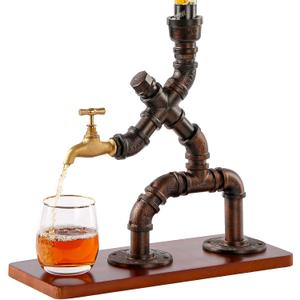 Steampunk Alcohol Holder For Whiskey-Industrial Personalized Bar Stand For 1bottle In Room Liquor Dispenser-Man Cave Decor