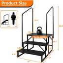 LUCKUP 3 Step RV Stairs with Handrails- Non Slip Hot Tub Steps Portable Mobile Home Stairs for RV, Travel Trailer, Camper Outdoor (Black)