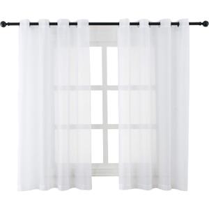 White Sheer Curtains Voile Grommet Semi Sheer Curtains for Bedroom Living Room Set of 2 Curtain Panels 54 x 45 inch