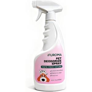 Pet Odor Eliminator Spray | Peach Blossom Scent | Plant-Based & Natural Formula, Pet Friendly, Home & Car | For Urine, Litter Box, Carpet | 16.9 fl oz