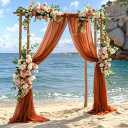 Wedding Arch Draping Fabric, 6.7 Yards Caramel Sheer Curtains Wedding Decorations for Ceremony, Caramel Chiffon Draping Fabric 29" x 20ft Backdrop