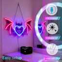 Monst Neon Sign - 15.7" x 10" Gothic Vampire LED Wall Light, Red/Blue Glow, Dimmable USB Decor - Dark Fantasy Gift for Game Room