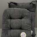 Rocking Chair Cushion Premium Tufted Pads Non Skid Slip Backed Crushed Velvet Cover Set of Upper and Lower with Ties, 21 in x 17 in | 17 in x 17 in, Velvet Gray