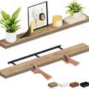Ballucci Floating Shelves, 55" Wood Wall Shelf Set of 2, with Invisible Brackets for Bathroom, Living Room, Bedroom, Kitchen, Nursery, 6" Deep, Oak