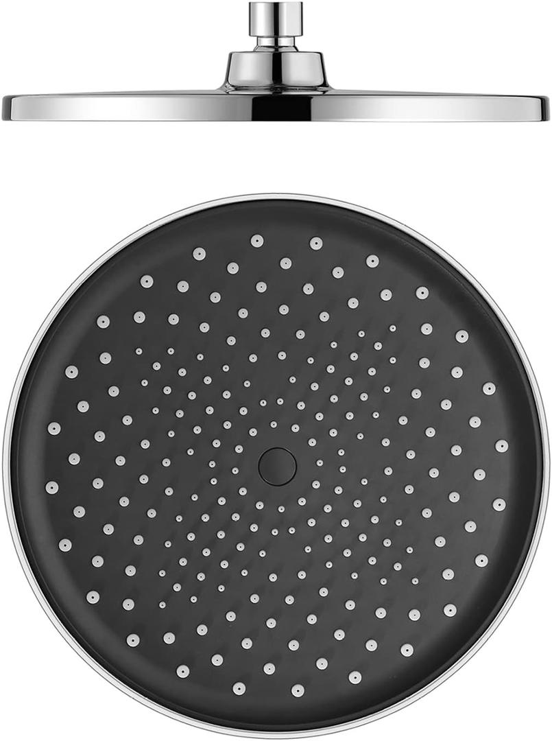 Shower Head 10 Inch Round Rain Shower Head, Large ABS Plastic High Pressure Shower Head, Rain Bath Shower, 1/2 Port, Bathroom Shower Head, Chrome Shower Head