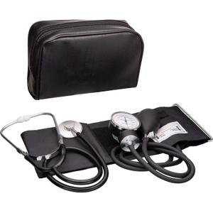 NOVAMEDIC Adult Size Self Taking Black Aneroid Sphygmomanometer, Stethoscope Kit - Professional Blood Pressure Machine with Manual Inflation Cuff w/D-Ring, 8.7-16.5", BP Monitor Kit w/Carrying Case