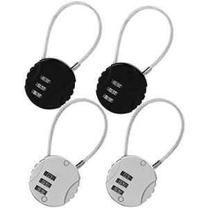 2 Pack 3-Digit Combination Lock Waterproof Padlock Outdoor Mini Wire Rope Combination Lock for Backpacks, Trolley Cases, Gym Lockers, Fence