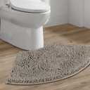 H.VERSAILTEX Curved Bath Mat Bath Rug for Bathroom Luxury Chenille Bathroom Mat Extra Soft and Absorbent Microfiber Shaggy Rugs Non Slip Rug Quick Dry Bath Mat Washable, 16 x 33 Inches, Taupe
