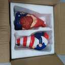 4th of July Decorations Patriotic Gnome Figurines, Set of 2 Resin Gnome Couple Statues, Red White and Blue Memorial Day Decor for Home Outdoor Garden Tiered Tray Shelf Mantel Desk Tabletop Centerpiece