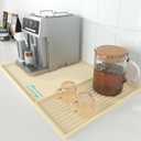 Golener Silicone Coffee Mat Set - 24" x 16" Coffee Bar Mat for Countertop, Kitchen Station Pad Accessories Fit Under Cafe Maker Espresso Machine, Dish Drying Mat, Heat Resistant Kitchen Pad, Beige
