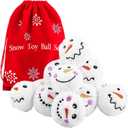 Aneco 12 Pack Snow Toy Ball Set Plush Snowmen Balls Snow Fight Ball with A Bag Realistic for Adult Kid Winter Game