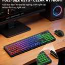 Wireless Keyboard and Mouse Combo, RGB Backlit, Rechargeable & Light Up Letters, Full-Size, Soft Typing, Sleep Mode, 2.4GHz Quiet Keyboard Set for Mac, Windows, Laptop, PC, Trueque (Ink Black)