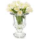 ELFULLY 8 Inch Glass Urn Vase, Large Crystal Glass Vase, Vintage Vases for Centerpiece, Pedestal Flower Bottle, Decorative Vases for Wedding Home Decor Housewarming Gift