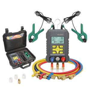 HVAC Digital Manifold Gauge Set for 92 Refrigerant Digital HVAC Gauges Pressure&Temp Test R134A R410A R404A R22 Refrigerant Gauges with Hoses, Upgraded Ball Valve,for Air Conditioning & Refrigeration