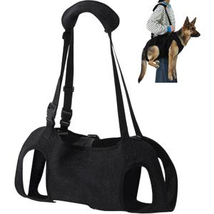 Dog Carry Sling Emergency Backpack Pet Legs Support and Rehabilitation Dog Lift Harness Adjustable Lifting Straps Carrier for Senior Dogs Joint Injuries, Arthritis, Hiking, Skiing, Black(XL)