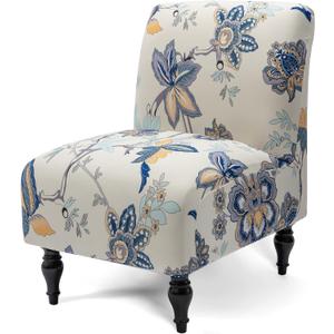 Liykimt Armless Accent Chair Cover Slipcover,Slipper Chair Stretch Spandex Removable for Armless Chair Furniture Protector Covers for Living Dining Room Hotel (Beige Flower, 1)