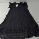 MEROKEETY Women's 2025 Summer Short Sleeve Midi Dress V Neck A-Line Ruffle Tiered Eyelet Casual Dresses, Large