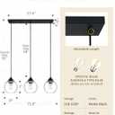 JAZAVA 8-Inch Black Kitchen Island Light, Clear Globe Glass, 3-Light, BK-3S