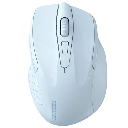 TECKNET Wireless Mouse (2.4G & BT5.0/3.0) Silent 4800 DPI Computer USB A & Bluetooth Mouse 6 Buttons, Wide Compatibility - Lightblue
