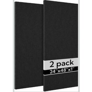 Olanglab Acoustic Panels 2 Pack, 48''x24'' Large Sound Panels, Fabric Wrapped Sound Proof Foam Panels for Walls, Sound Absorbing Panels for Recording Studio Acoustical Treatments (Black)