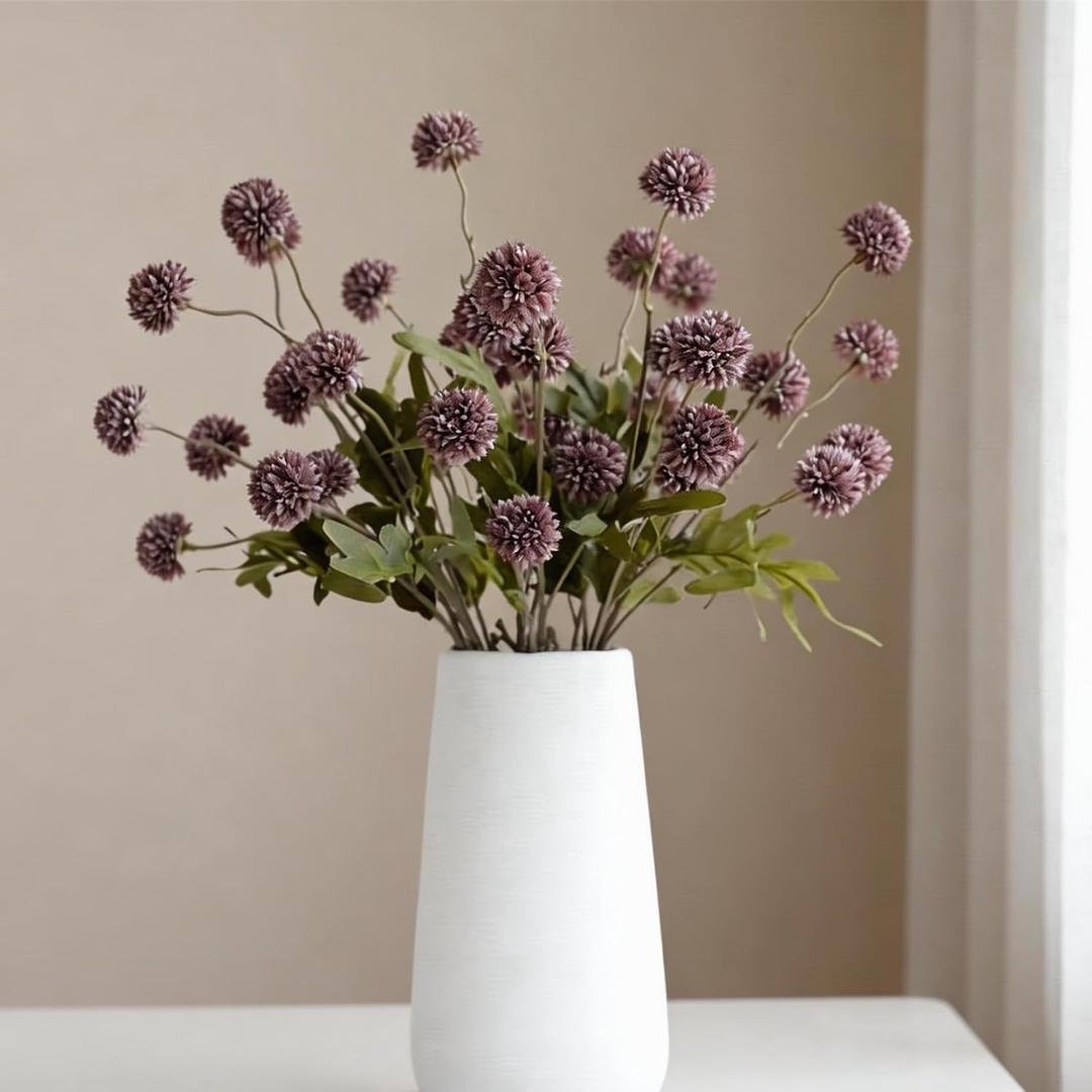 Artificial Flowers for Vases 20 Inch 10 Stems, Silk Dried Fake Mums Bouquet Indoor Faux Floral Arrangements for Decoration (Purple)