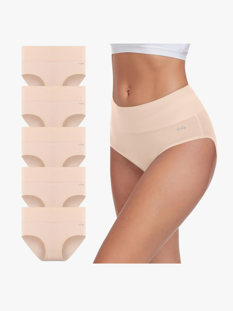 coskefy Women's High Waisted Cotton Underwear Soft Breathable Panties Stretch Briefs Ladies Panties 5 Pack XXL