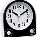 Peakeep Analog Alarm Clock Non-Ticking Silent, Optional 7 Wake-up Sounds with Volume Control, Nightlight and Snooze, AA Battery Operated (Black)