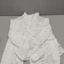 SOMTHRON Women's Summer Eyelet Lace Two Piece Outfits Long Sleeve Blouse Tops Shorts Floral Embroidery Set (Large, White)