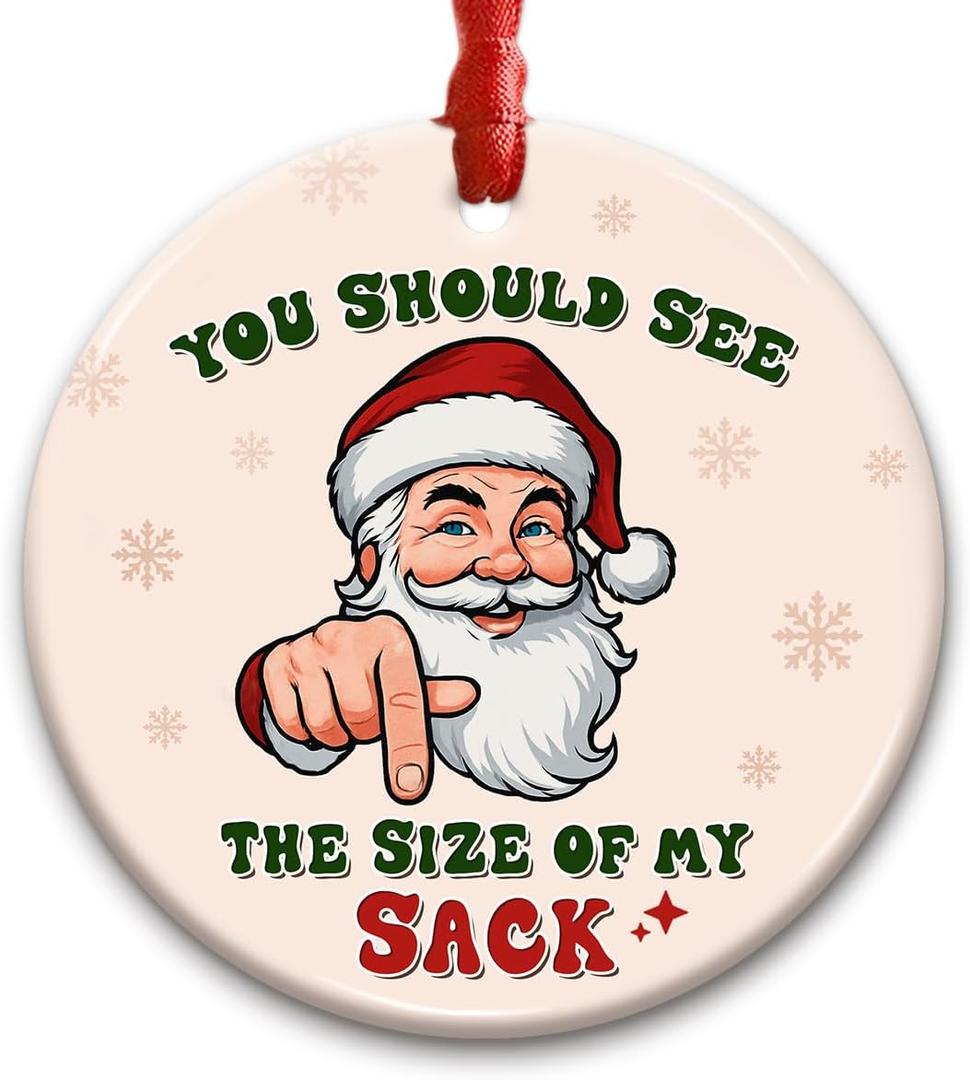 2 x CHOANG Funny Santa Christmas Ornament 2025 - Hilarious Office Prank Gift, White Elephant Exchange Idea, Secret Santa Present for Men & Women, Quirky Holiday Tree Decoration for Friends