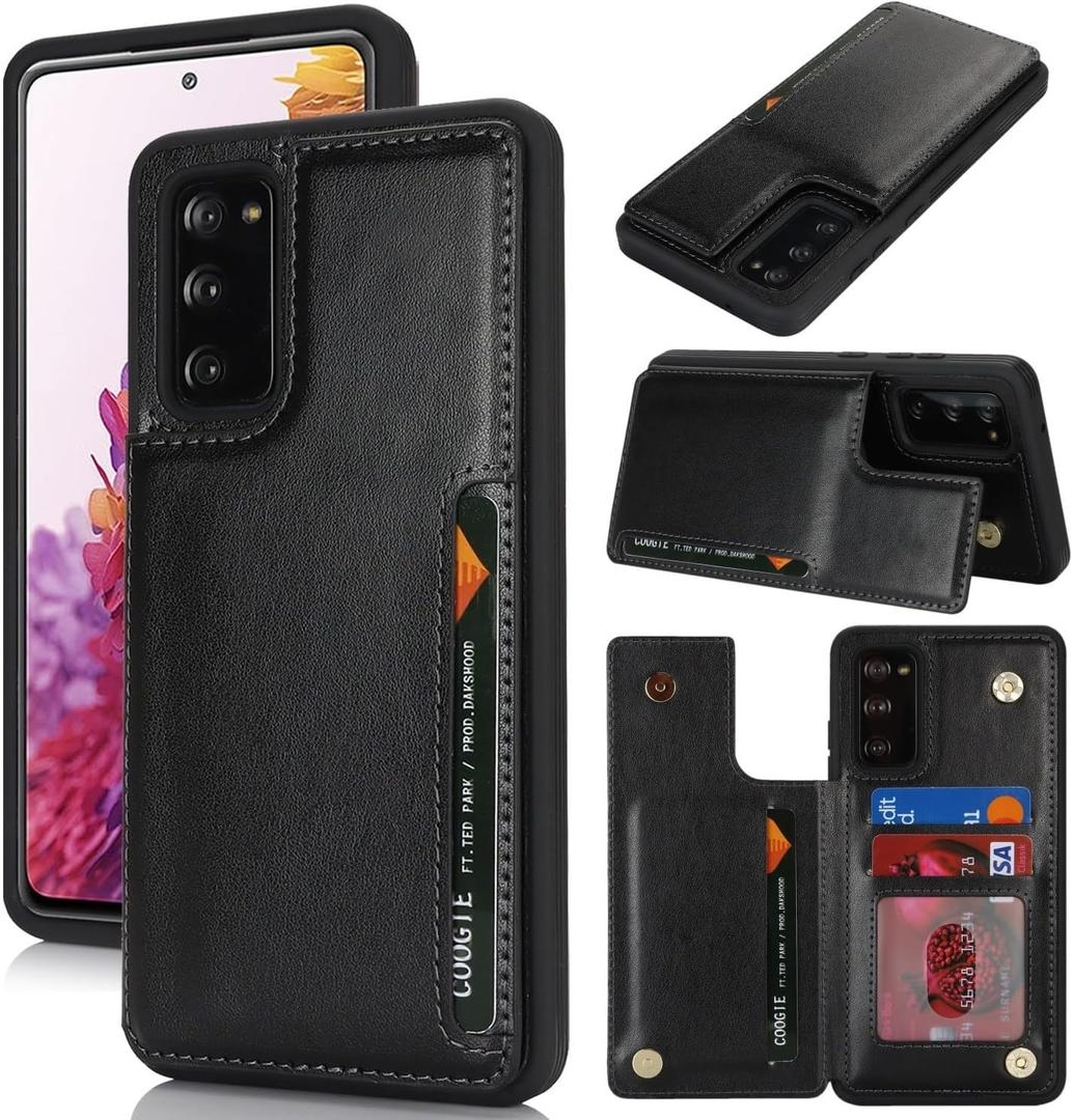 iCoverCase Compatible with Samsung Galaxy S20 FE Case with Card Holder, S20 FE Wallet Case for Women Men [RFID Blocking] PU Leather Protective Phone Case for S20 FE 5G (Black)