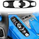 Carbon Fiber, Car Gear Shift Panel Cover, for C8 Center Console Frame Cover Decoration for Chevrolet Corvette C8 2020 2021 2022 2023, Black