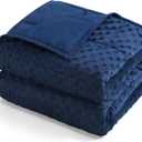 Kivik Weighted Blanket 15 lbs for Adults, Minky Dot Heavy Blankets, Microfiber Reversible Weighted Throw Blankets for All Seasons, Machine Washable,60"x80" Queen Size, Navy Blue