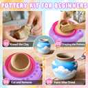 Pottery Wheel for Kids Complete DIY Pottery Painting Kit, Arts and Crafts for Kids Ages 8-12 with 3 Air-Dry Clay Packs and Tools, Art Supplies Toys Birthday Easter Gift for Boys Girls 6+ Years Old