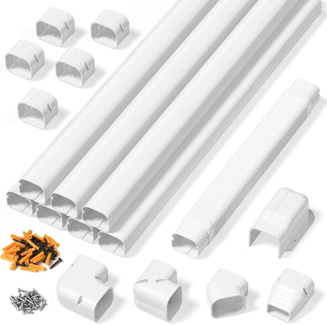 3" 25Ft Line Set Cover Kit for Mini Split Air Conditioners, Decorative Line Hide Pipe Cover for Central AC and Heat Pumps