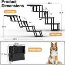 Extra Wide Dog Stairs for Large Dogs, Foldable Dog Ramp for Car with Non-Slip Surface, Lightweight Dog Stairs for Cars, Dog Steps for Cars, SUV, High Beds, Truck, Supports up to 250 lbs, 4 Steps